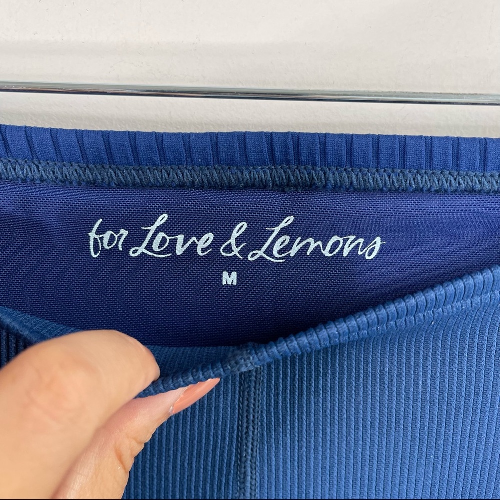 For love and lemons blue ribbed knit Payton high waisted leggings size medium - Picture 5 of 8